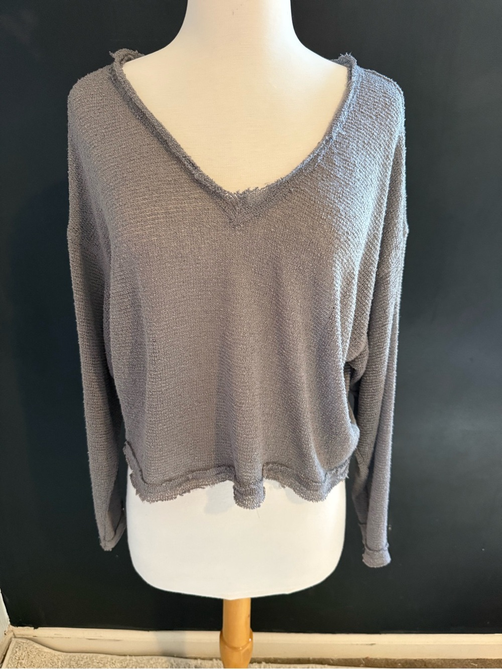 Out from Under Light Gray V-Neck Women's Sweater - Relaxed Knit Pullover